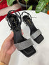 Ankle Buckle Strap Rhinestones Embedded Heels